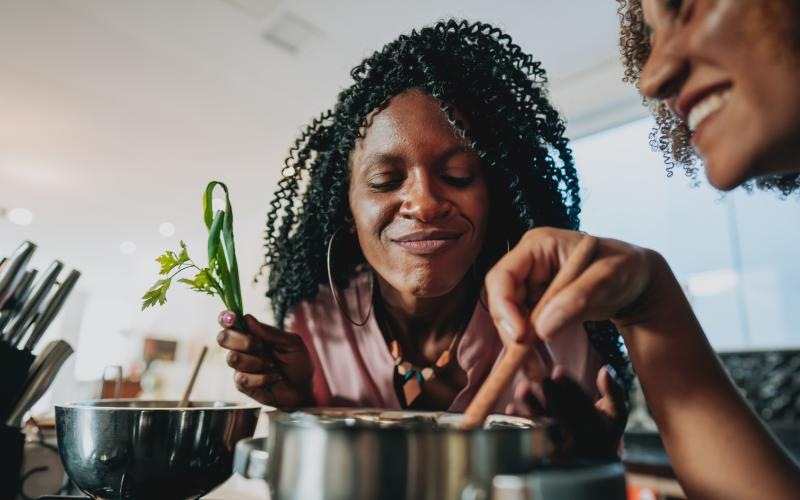 a person cooking in a kitchen